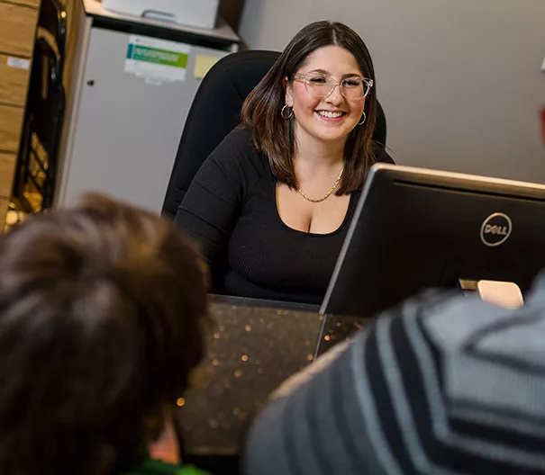 Smiling face at reception